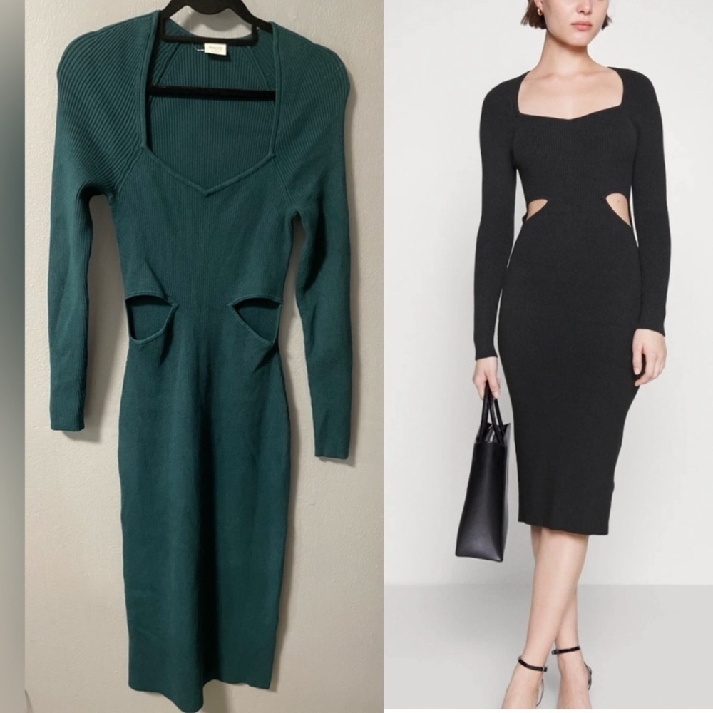 NWOT Abercrombie and Fitch Long-Sleeve
Cutout Midi Sweater Dress in Green. Med